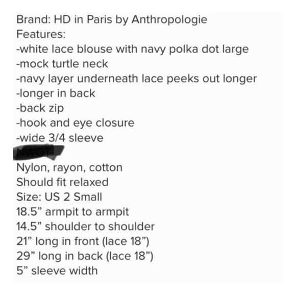 Anthropologie HD in Paris Rochelle Lace Blouse - Picture 8 of 12